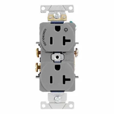 LEVITON Duplex Receptacle Outlet: Duplex, 5-20, Gray, 125V AC, 20 A - General Purpose Receptacles