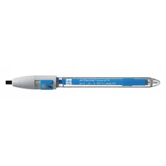 Glass pH electrode with a cone tip shape and platinum junction for laboratory pH measurement. Covers the full 0 to 14 pH range. Features a 1 m cable terminated with banana plug and BNC connector. Suitable for general aqueous sample testing in research, quality control, and educational labs.