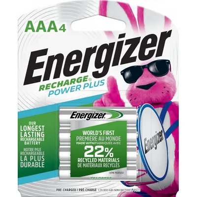 ENERGIZER Rechargeable Battery: AAA Battery Size, Nickel-Metal Hydride, 1.2V DC