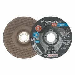This Type 27 depressed center grinding wheel is designed for contaminant-free grinding on stainless steel. It removes weld seams, surface defects, and prepares joints without introducing iron contamination. Suitable for pipefitting, fabrication, and general metalworking applications.