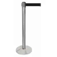 QUEUEWAY Barrier Post with Belt: Black, No Pattern, No Legend, 10 ft Belt Lg, Silver, 10 ft x 2 in (MPN QPLUS-1P-B9)