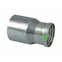 This VIEGA PROPRESS fitting is a straight adapter with female threaded (FTG) connection on one end and press-fit connection on the other, made of stainless steel. It connects 3 in CTS tubing to 2 in CTS tubing. Used in potable water systems for commercial and industrial plumbing applications requiring a leak-free press-fit joint