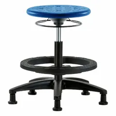 APPROVED VENDOR Polyurethane Lab Stool, Blue, 13 in Seat, Height Adjustable 17 3/4 to 25 1/2 in