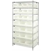 QUANTUM STORAGE SYSTEMS Bin Shelving: 36 in x 24 in x 74 in, 1 Sided, 24 Bins, Open, Clear (MPN WR8-950952CL)