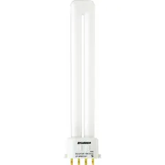 This 13-watt T4 twin-tube compact fluorescent lamp provides 3000K warm white light and is dimmable. It features a 4-pin 2GX7 base for use in compatible plug-in fixtures. Typical applications include downlights, wall sconces, and task lights in commercial and hospitality settings.