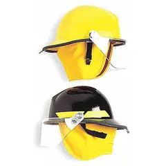 This BULLARD fire helmet is designed for structural firefighting and rescue operations. It features a red shell, a chin strap, and a 6-point ratchet suspension system for secure fit. The helmet provides impact and heat resistance suitable for firefighting environments.