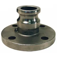 This Type AL cam and groove adapter features a 316 stainless steel body and a flange fitting type. Rated for 250 psi maximum working pressure at 70°F, it is used for quick-connect fluid transfer in piping systems requiring a 1-1/2 in coupling size.