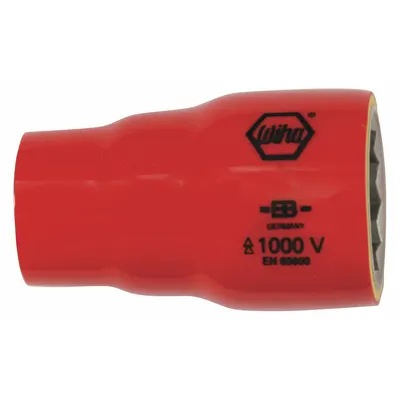 WIHA Insulated Socket: 1/2 in Drive Size, 11/16 in Socket Size, 1 5/8 in Overall Lg - 1/2" Drive SAE Insulated Hand Sockets