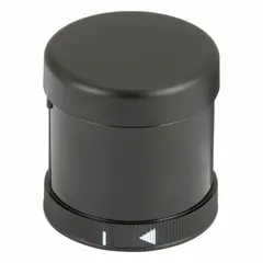 Siren sounder module for audible signaling in industrial control systems. Operates at 24V with a steady sound mode. Compatible with KombiSIGN 71/72 series tower lights. Overall diameter 2 3/4 in, height 2 13/16 in.