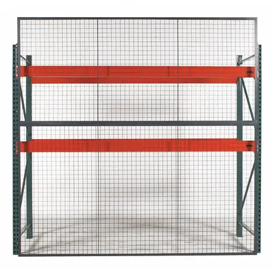 WIRECRAFTERS Aisle Guard: 1 Bays, 120 in x 1 1/4 in x 48 in, 10 ga, Steel, Powder Coated - Welded-Frame Wire Mesh Pallet Rack Back Guards