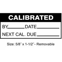 Calibration Label: Calibrated, 1 1/2 in Wd, 5/8 in Ht, Black/White, Polyester, Indoor, 350 PK (MPN TCR-22132)