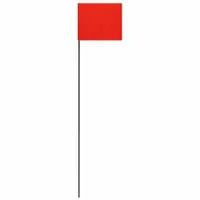 Marking Flag: 21 in x 1 1/2 in Flag Size (HxW), 21 in Staff Ht, Red, Blank, No Image, Solid, 25 PK (MPN SF-21/RD)
