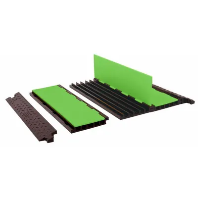 CHECKERS HI-VIZ CABLE PROTECTOR: 5 Channels, Hinged, 1 in Max Cable Dia - 5-Channel Hinged-Cover Cable Ramps