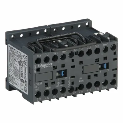 SCHNEIDER Miniature IEC Magnetic Contactor: Reversing, 3 Poles, 3NO Contacts, 9 A - Miniature, Reversing IEC Contactors