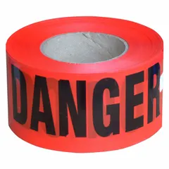 APPROVED VENDOR General Danger Barrier Tape, 3 in x 1000 ft, Red Polyethylene, Black Danger Legend