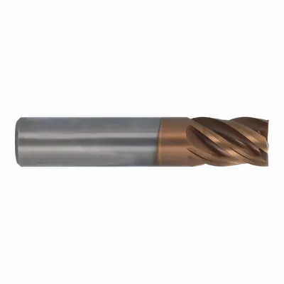 CLEVELAND Corner Radius End Mill: Carbide, T-Max Coated, 5 Flute, 1/4" Mill Dia, 1/2" LOC - Fast-Cutting Carbide Corner-Radius End Mills for Stainless Steel & Super Alloys