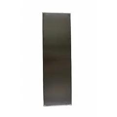 This stainless steel panel is designed for use in bathroom partition systems. It features a satin silver finish and a cellular honeycomb inner core. The panel measures 58 inches in height, 60 inches in width, and 1 inch in thickness.