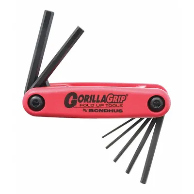 BONDHUS Hex Key Set: 1 - 5 Pieces, Folding, Metric, Std End, Long, 1 Pieces, Black Oxide - Folding Key Sets