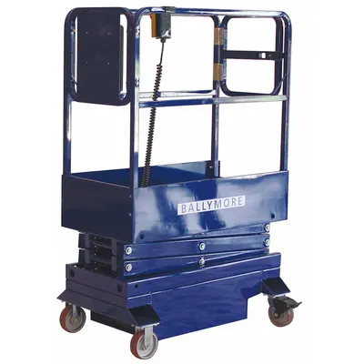 BALLYMORE Mobile Personnel Lift: Battery, Push-Around, 9.8 ft Elevated Platform Ht - Push-Around Scissor Lifts