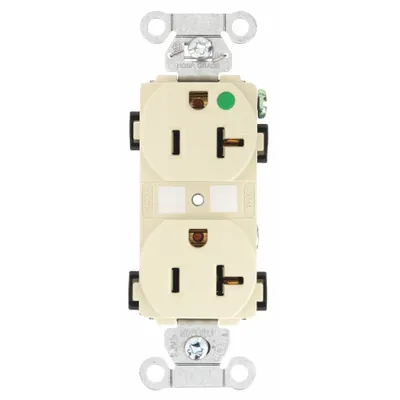 BRYANT Receptacle: Hospital Grade, Duplex, 5-20R, Ivory, 125V AC, 20 A - General Purpose Receptacles