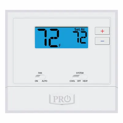 PRO1 IAQ T601-2 Digital Thermostat, Manual Changeover, Heat or Cool, 18V AC - Digital Thermostats