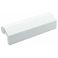 Fixed, non-recessed pull handle made of glossy white aluminum with a 13.78 in grip length and 1.3 in grip thickness. Features threaded holes for M8 screw mounting. Suitable for use on industrial enclosures, machinery doors, and control panels.
