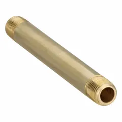 Brass pipe nipple with 1/8 in nominal pipe size and 3 1/2 in overall length. Male NPT x male connections rated for maximum operating pressure of 1000 psi and maximum steam pressure of 1000 psi. Suitable for connecting male threaded fittings in instrumentation, pneumatic, and low-pressure steam lines.