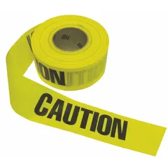 APPROVED VENDOR Caution Chemical Hazard Barrier Tape, 3 in x 500 ft, Polypropylene, Black on Yellow, BTR-05-5