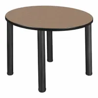 KEE Cafe/Breakroom Table: Laminate, Oak, 29 in Overall Ht - Max, Circle, Black, 1 in Tabletop Thick (MPN TB42RNDNOBPBK)