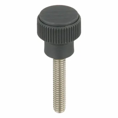 KIPP Hand Knob: Knurled, Plastic w/ SS Thread, 5/16"-18 Thread, 40 mm Thread Lg - Knurled Knobs with Threaded Stud