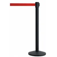 QUEUEWAY Barrier Post with Belt: Red, No Pattern, No Legend, 7 1/2 ft Belt Lg, Black (MPN QWAYPOST-33-R5)