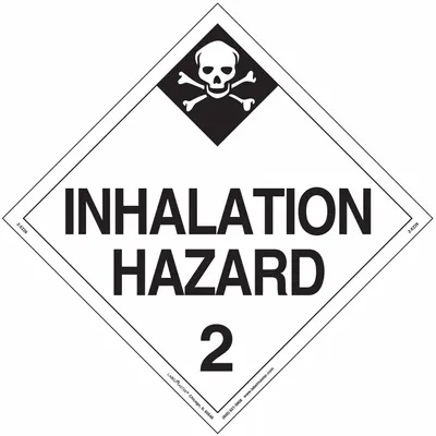 LABELMASTER Inhalation Hazard Placard: Inhalation Hazard 2, 10 3/4 in x 10 3/4 in, Vinyl - Class 2: Gases