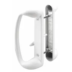 Recessed handle for sliding doors, providing a flush-mount locking solution. Suitable for space-constrained applications in commercial or industrial settings. Dimensions: 6-1/2 in height, 1 in width.