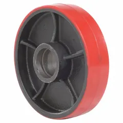 Steering wheel for lift tables and pallet positioners. Compatible with manufacturer part number PM5-2748-G. Used to control steering on compatible equipment, enabling maneuvering in warehouses and industrial facilities.