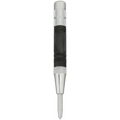 STARRETT Automatic Center Punch: 1/64 in Tip Size, Round, 9/16 in Shank Dia, 5 in Overall Lg - Automatic Centering Punches