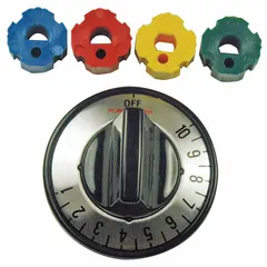 OEM replacement knob for ovens, designed to fit compatible control interfaces for temperature and function selection. Used in residential and commercial ovens requiring a standard knob replacement.