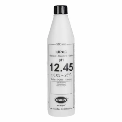 HACH Buffer Standard Solution: 500 mL Volume, Liquid, Bottle, Buffer, S11M008 - pH Buffers