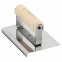 KRAFT TOOL Concrete Sidewalk Edger: Stainless Steel, 6 in Blade Lg, 4 in Blade Wd, Wood (MPN CF172)