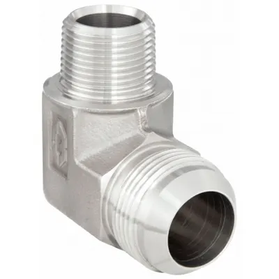 AEROQUIP Hydraulic Hose Adapter: 3/4"-14 Thread Size, 3/4 in x 1 in Fitting Size - NPTF-to-JIC 316 Stainless Steel Hydraulic Hose Adapters