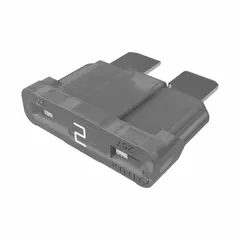 Fast-acting blade-style fuse from the ATOF series, rated 2 A at 32 V DC. Features an indicating function for blown fuse detection. Used for overcurrent protection in automotive electrical systems.