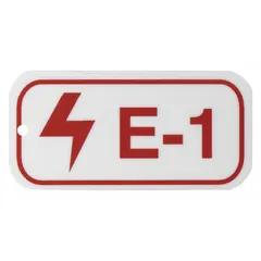Polystyrene lockout tag with adhesive backing for secure attachment to equipment. Type E-1, printed in English. Used in lockout/tagout procedures to indicate equipment shutdown status during maintenance, helping prevent accidental re-energization.