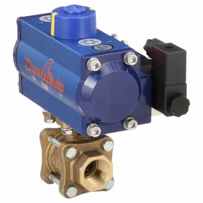 DYNAQUIP CONTROLS Pneumatically Actuated Two-Way Ball Valve: 3/4 in Size, Bronze - Bronze Pneumatically-Actuated Ball Valves