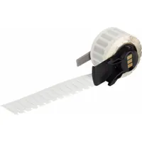 Precut label roll for use with Brady M611 printer series. Each label measures 21/32 in x 13/64 in and is made of white matte polyimide. Suitable for industrial identification and labeling applications requiring durable, heat-resistant labels