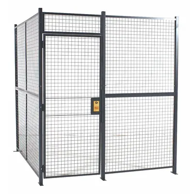 RAPIDWIRE Welded Partition Cage: 16 ft W x 16 ft D 8 ft H, Gray, 2 Sides - WireCrafters Welded-Wire