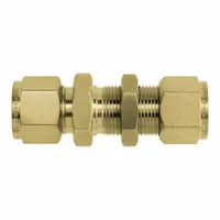 This double-ferrule brass compression union connects two 1/8 in OD tubes, providing a leak-tight seal without welding or flaring. Suitable for use in instrumentation, hydraulic, and pneumatic systems. Part of the N2700-LN series, compatible with Swagelok fitting brands