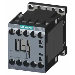 This Siemens IEC control relay features a 240V AC coil voltage, 3 normally open and 1 normally closed contact configuration (3NO/1NC), and a 10 A rated current. It is designed for DIN-rail or surface mounting, suitable for switching and controlling circuits in industrial automation panels, motor control centers, and conveyor systems.