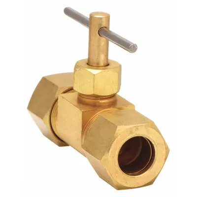WEATHERHEAD Needle Valve: Inline Valve Body, Brass, 3/8 in Pipe Size - Brass Straight-Body Needle Valves