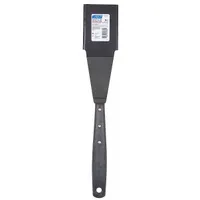 Lawn mower blade holder made of polypropylene for holding blades during sharpening or replacement. Designed for use with various mower blade types to facilitate safe and efficient blade service