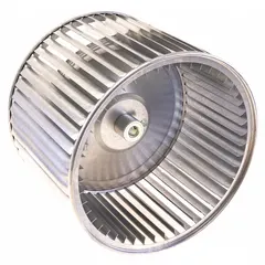 This YORK OEM replacement blower wheel is designed for use in HVAC systems, specifically compatible with York model ACP024G0701021C. It has a 10-inch diameter, 8-inch width, and 1/2-inch bore, moving air across heat exchangers or evaporator coils in residential and light commercial heating and cooling units.