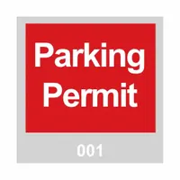 Parking Permit: Parking Permit, 3 in Overall Wd, Vinyl, Red, 3 in Card Ht, 100 PK (MPN 95200)